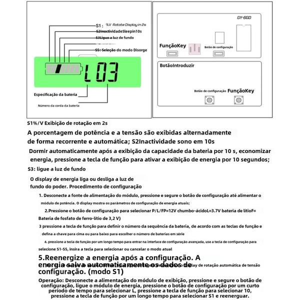 Imagem de Medidor de Capacidade de Bateria de Alta Tensão 12V-72V - Indicador de Alarme DC