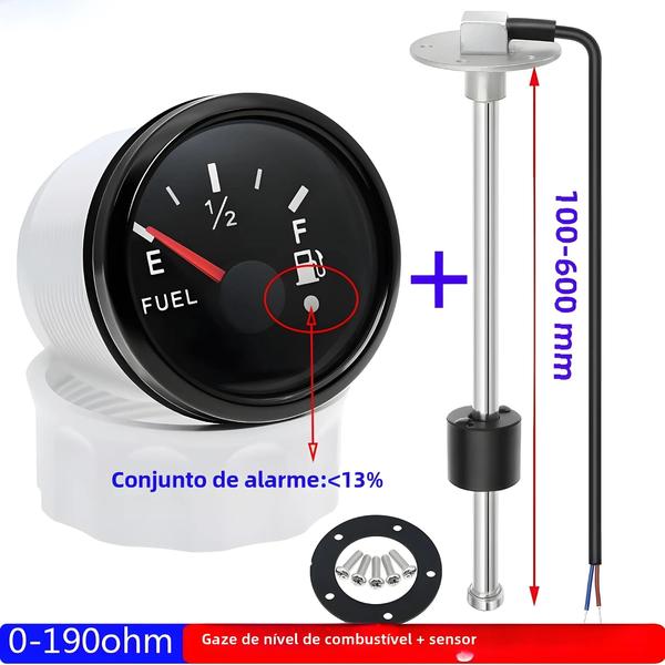 Imagem de Medidor de Nível de Combustível 52mm à Prova d'Água IP67 com Sensor LED e Alarme