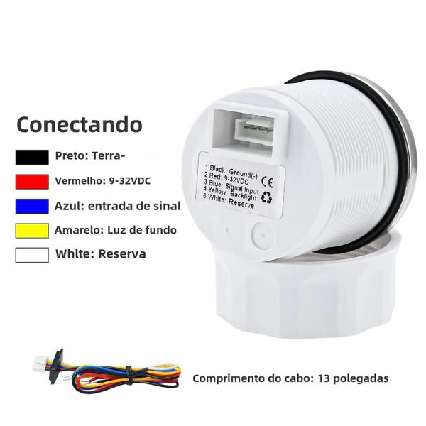 Imagem de Medidor de Nível de Combustível 52mm à Prova d'Água IP67 com Sensor LED e Alarme