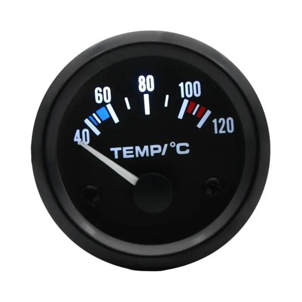 Imagem de Medidor de Temperatura da Água para Carro - Moldura Preta 52mm (2 Polegadas) - 12V 40A-120A