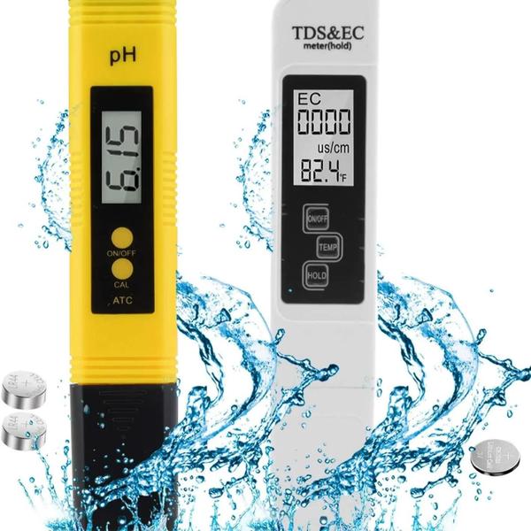 Imagem de Medidor Digital de TDS e pH para Água - 0-14 pH / 0-9990 ppm - LCD - Com Baterias