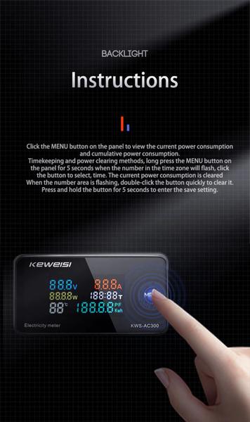 Imagem de Medidor Elétrico Do Wattmeter Elétrico Com Função De Reset