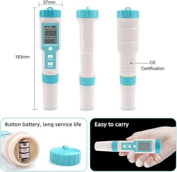 Imagem de Medidor PH Água, Aquário Salinidade Temp. TDS EC PPM