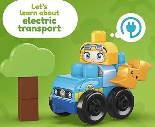Imagem de Mega Bloks Toy Building Sets, Green Town Build & Learn Eco House com carros, bicicletas e blocos de amigos figuras para crianças 1-3 Amazon Exclusive