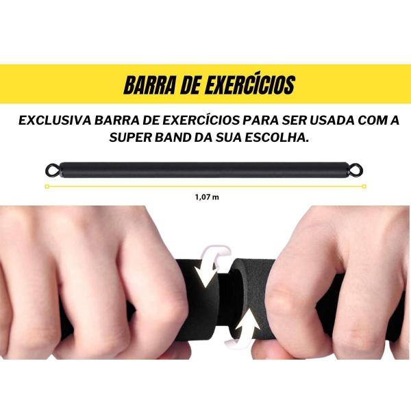 Imagem de Mega Kit 4 Super Bands + Barra De Exercícios Desmontável