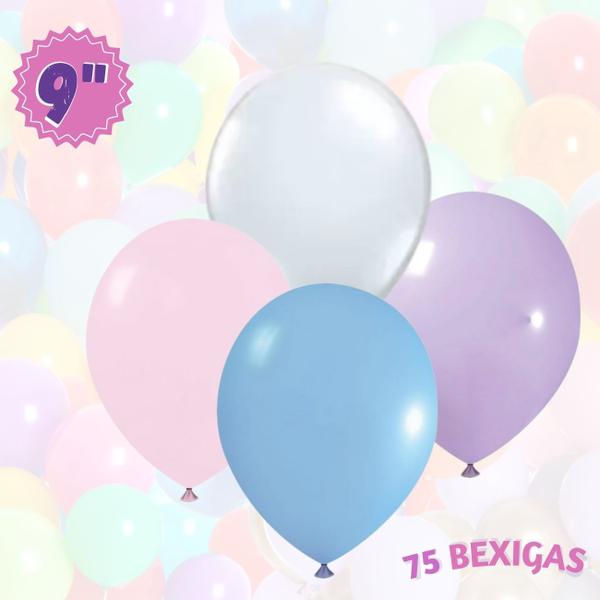 Mega Kit 79pcs, Balão Temático Unicórnio + 75 Balões Bexigas + Bomba Encher Balão + Tira Suporte Arco Desconstruído 5m - Balão Metalizado Imagem de Mega Kit 79pcs, Balão Temático Unicórnio + 75 Balões Bexigas + Bomba Encher Balão + Tira Suporte Arco Desconstruído 5m