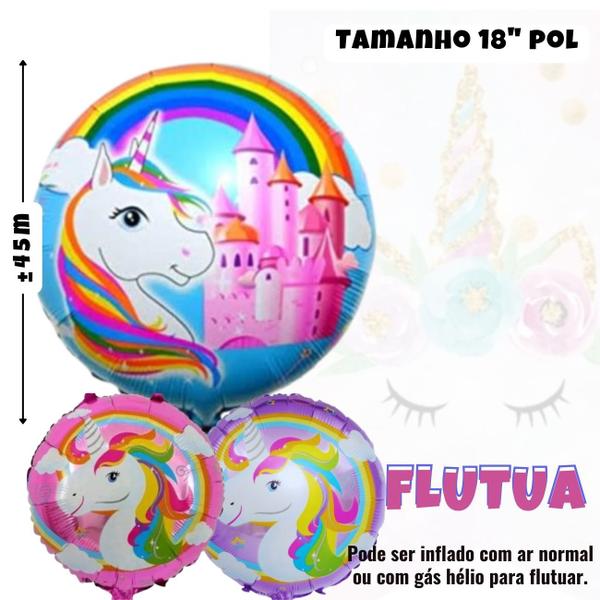 Mega Kit 79pcs, Balão Temático Unicórnio + 75 Balões Bexigas + Bomba Encher Balão + Tira Suporte Arco Desconstruído 5m - Balão Metalizado Imagem de Mega Kit 79pcs, Balão Temático Unicórnio + 75 Balões Bexigas + Bomba Encher Balão + Tira Suporte Arco Desconstruído 5m