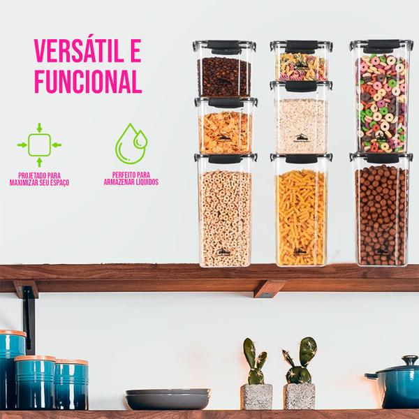 Imagem de Mega Kit com 12 Potes para Mantimentos, Porta Alimentos Hermeticos com Travas