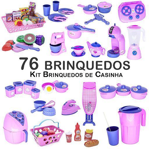 Imagem de Mega Kit Infantil Mercado Comida Tabua Ferro Panela Fuê 76p