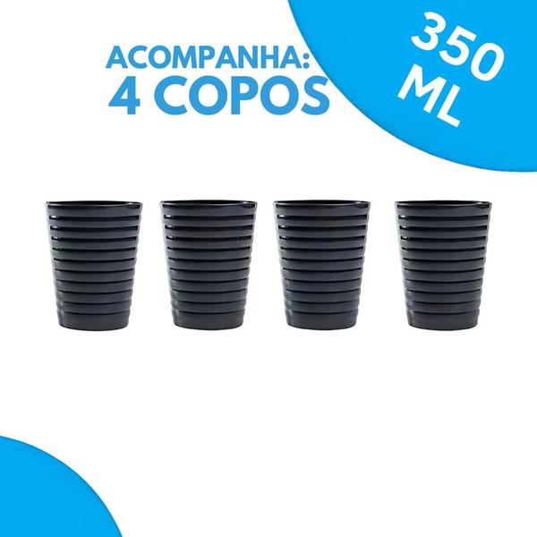 Imagem de Mega Kit Jarra 2L com 4 Copos 350ml e 5 Potes Retangulares 1L com Tampa Branca