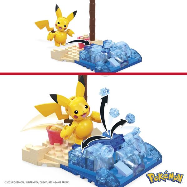 Mega Pokemon Pikachu's Beach Splash Building Set com 79 tijolos compatíveis e peças se conectam com outros mundos, conjunto de presentes de brinquedo para idades a partir de 7 anos Imagem de Mega Pokemon Pikachu's Beach Splash Building Set com 79 tijolos compatíveis e peças se conectam com outros mundos, conjunto de presentes de brinquedo para idades a partir de 7 anos