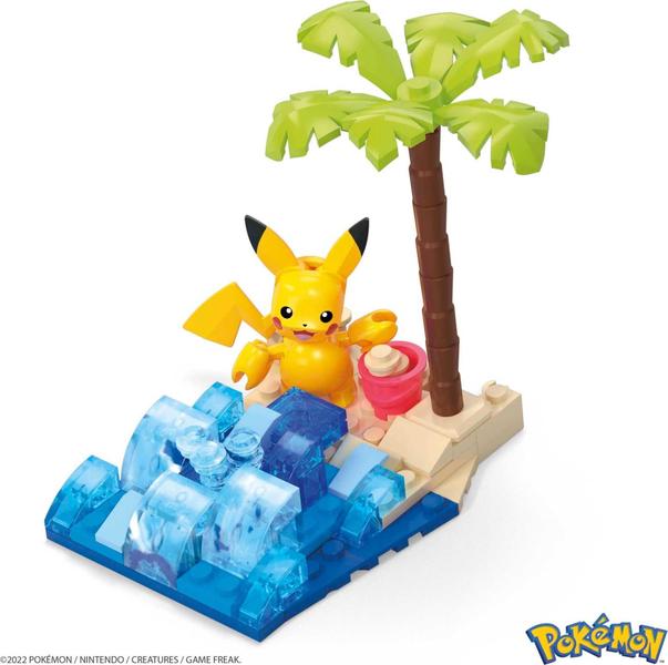 Mega Pokemon Pikachu's Beach Splash Building Set com 79 tijolos compatíveis e peças se conectam com outros mundos, conjunto de presentes de brinquedo para idades a partir de 7 anos Imagem de Mega Pokemon Pikachu's Beach Splash Building Set com 79 tijolos compatíveis e peças se conectam com outros mundos, conjunto de presentes de brinquedo para idades a partir de 7 anos