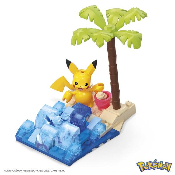 Mega Pokemon Pikachu's Beach Splash Building Set com 79 tijolos compatíveis e peças se conectam com outros mundos, conjunto de presentes de brinquedo para idades a partir de 7 anos Imagem de Mega Pokemon Pikachu's Beach Splash Building Set com 79 tijolos compatíveis e peças se conectam com outros mundos, conjunto de presentes de brinquedo para idades a partir de 7 anos