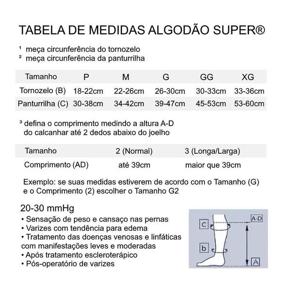 Imagem de Meia 282F 20/30mmHg Algodão Comfort Longa Preta Sigvaris