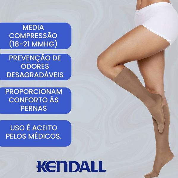 Imagem de Meia 3/4 Kendall Feminina Com Ponteira Média Compressão Para Inchaço e Dores Nas Pernas