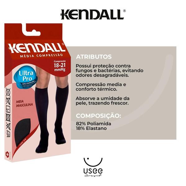 Imagem de Meia 3/4 Masculina Média Compressão 18-21 mmHg Kendall