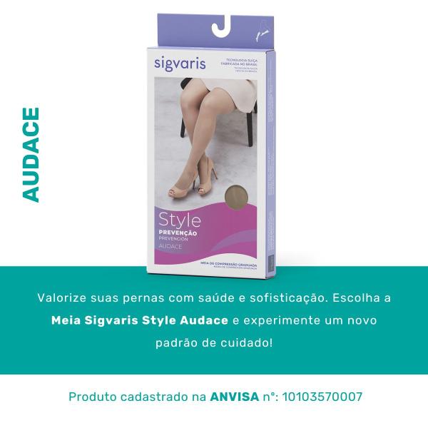 Imagem de Meia 3/4 Panturrilha Compressiva  Sigvaris Style Audace  15-20 mmgh - Natural