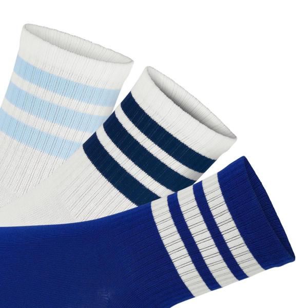 Imagem de Meia Adidas Canelada Kids 34 ao 36 - Pack com 03 Pares - Azul e Branca