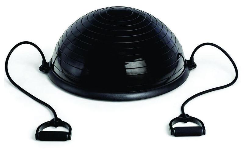 Imagem de Meia Bola Bosu Ball Suíça Com Bomba Alças Pilates Step Preto