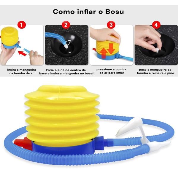 Imagem de Meia Bola Bosu Com Elastico Grande Yoga Academia Pilates Reabilitaçao Fisioterapia Step Ginastica Equilibrio Corpo Todo Treino Fit