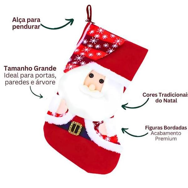 Imagem de Meia Bota de Pelúcia Boneco Natalino 48 Cm Decoração Natal