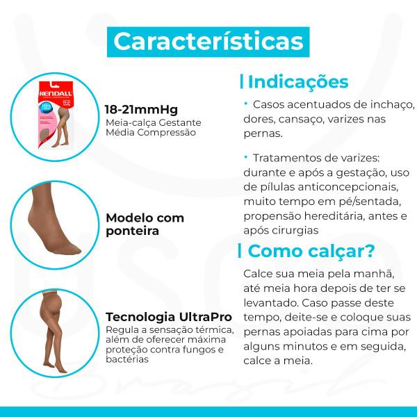 Imagem de Meia-calça Gestante Média Compressão 18-21 mmHg Kendall