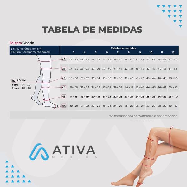 Imagem de Meia Compressão 3/4 Classic 30-40mmhg Curta Helanca Selecta