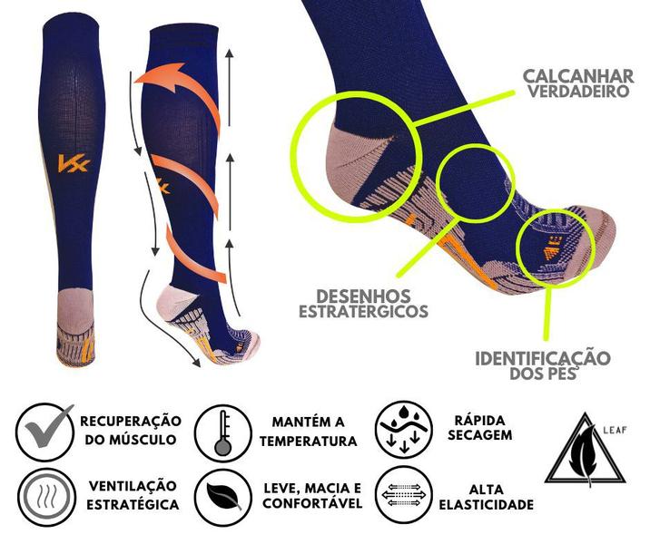 Imagem de Meia Compressão Esportiva Corrida Ciclismo Bike Caminhada Triathlon Profissional Kanxa