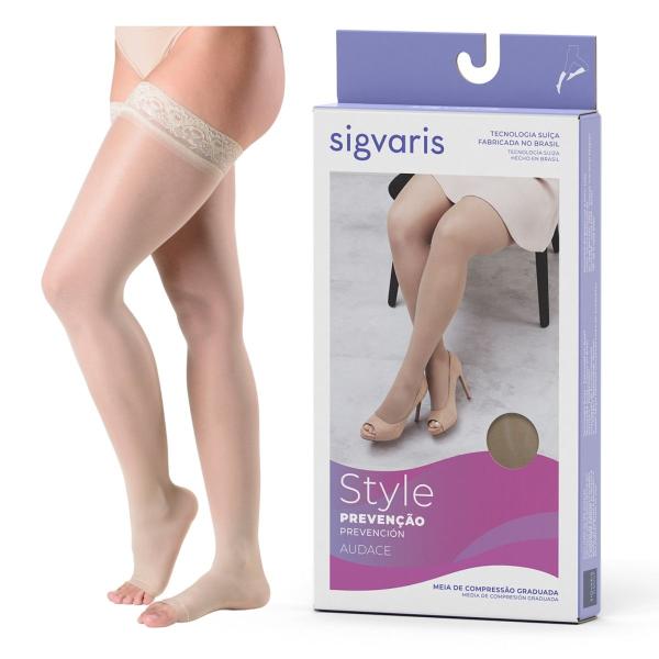 Imagem de Meia Coxa 7/8 Compressiva  Sigvaris Style Audace  15-20 mmgh - Natural