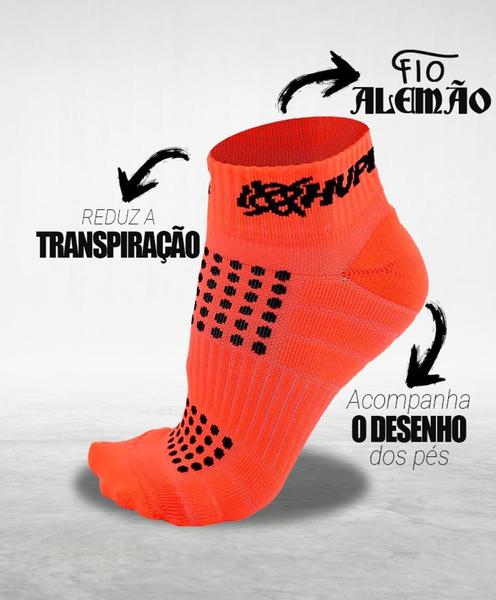 Imagem de Meia Curta para Corrida HUPI Running Pro Laranja Neon