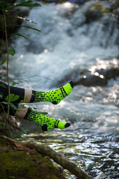 Imagem de Meia De Ciclismo Corrida Hupi Cano Médio Amarelo Neon 1 Par