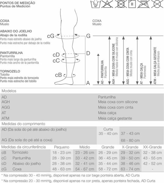 Imagem de Meia de compressão 6000 unissex meia calça pé aberto