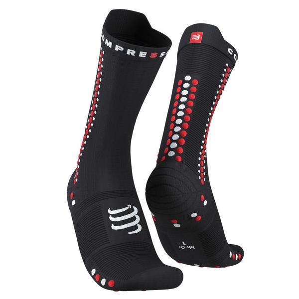 Imagem de Meia de compressão p/ Bike cano médio Preto e vermelho  Bike V4.0 - COMPRESSPORT