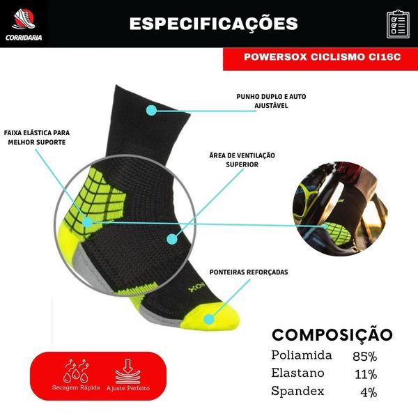 Imagem de Meia de Compressão PowerSox Ciclismo Cano Alto CI16C