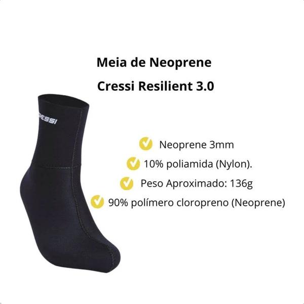 Imagem de Meia de Neoprene para Mergulho Cressi Resilient 3mm 39-40