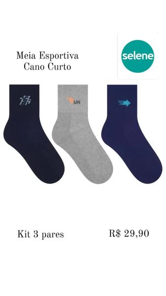 Imagem de meia esportiva cano curto kit 3 pares