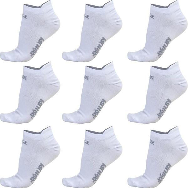 Imagem de Meia HUPI Casual Invisível Algodão Branco G - Kit 09 Pares