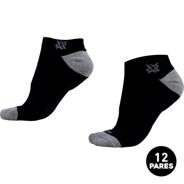 Imagem de Meia HUPI Casual Soft Preto e Cinza - Kit 12 Pares Unissex