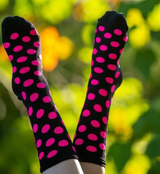 Imagem de Meia Hupi Dots Rosa - Preto/Rosa