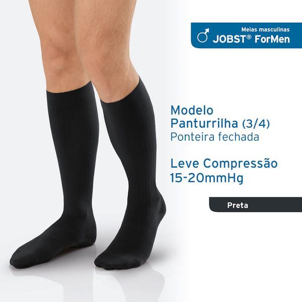 Imagem de Meia Masculina Panturrilha ForMen Compressão 15-20 mmHg Ponteira Fechada - Jobst 