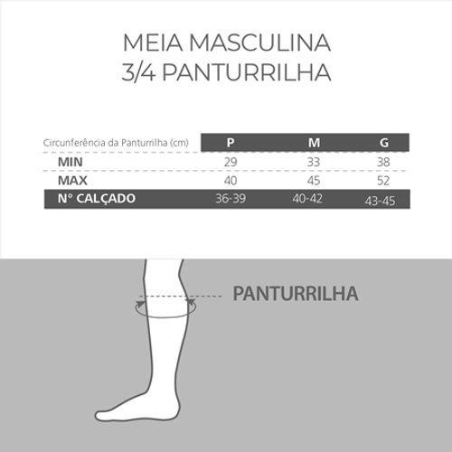 Imagem de Meia Média Compressão Panturrilha Masculina Tam G - Attiva