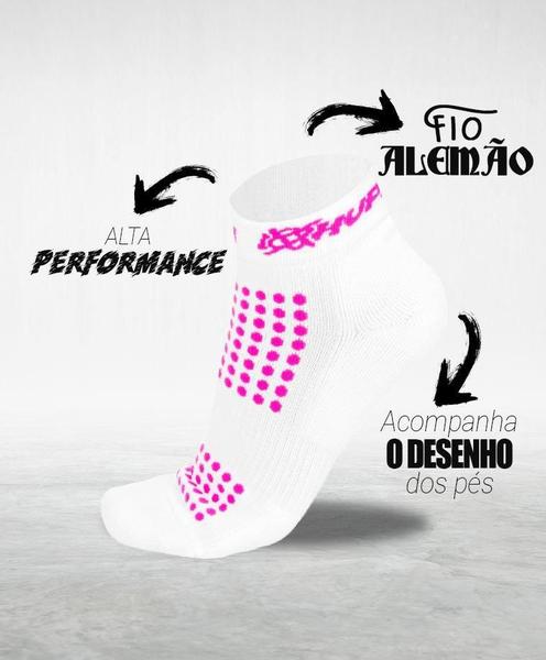 Imagem de Meia para Corrida HUPI Running Pro Branco/Rosa - Curta