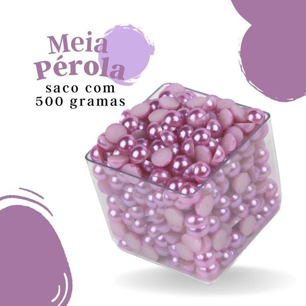 Imagem de Meia Pérola Lilás - 06 Mm Pacote Com 500 Gramas - Nybc