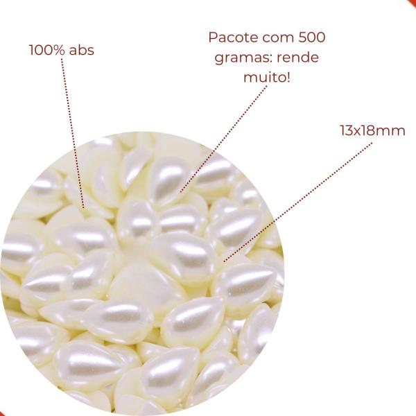 Imagem de Meia Perola Para Colagem Gota 13X18mm Em Abs Com 500Gr