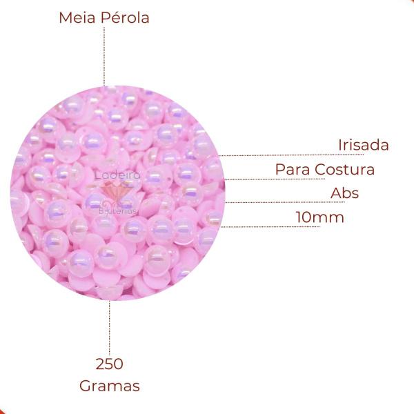 Imagem de Meia Perola Para Costura Irisada 10mm Em Abs Com 250Gr