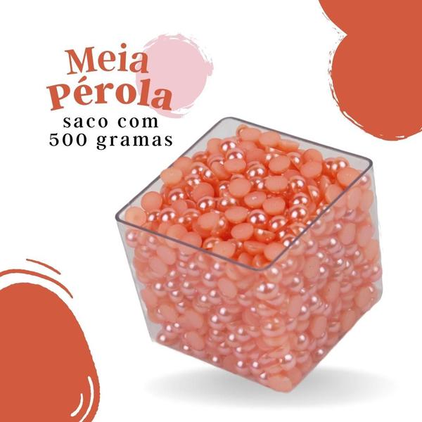 Imagem de Meia Pérola Salmão - 06 Mm Pacote Com 500 Gramas - Nybc