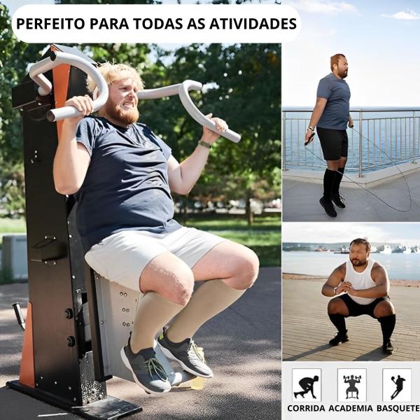 Imagem de Meia Plus Size Para Tratamento De Varizes Trombose 3/4 Alta Compressão Unissex 