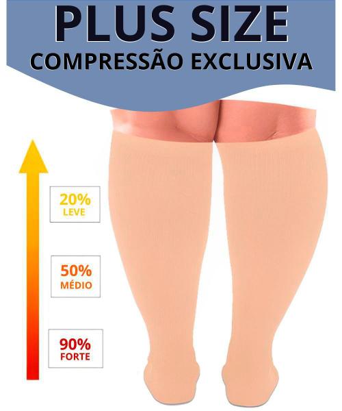 Imagem de Meia Plus Size Para Tratamento De Varizes Trombose 3/4 Alta Compressão Unissex 