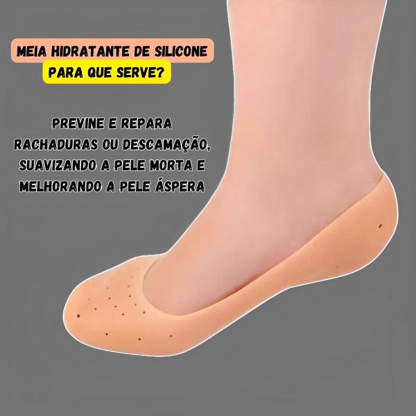 Imagem de Meia Protetor Sapatilha Hidratante de Silicone Gel Para Tratar Pés Rachados Ressecados Cicatrizante