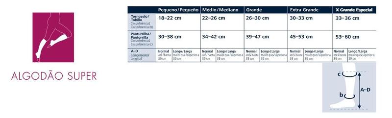 Imagem de Meia Sigvaris 3/4 Algodão Super Média Compressão 20-30 mmHg